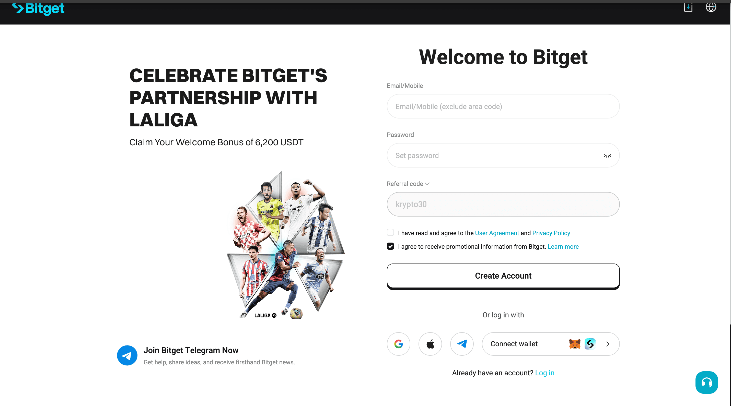 The best Bitget bonus code krypto30