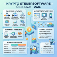 Overview of crypto tax software features, supported platforms, reporting compliance, selection criteria, market overview, and trends for 2026